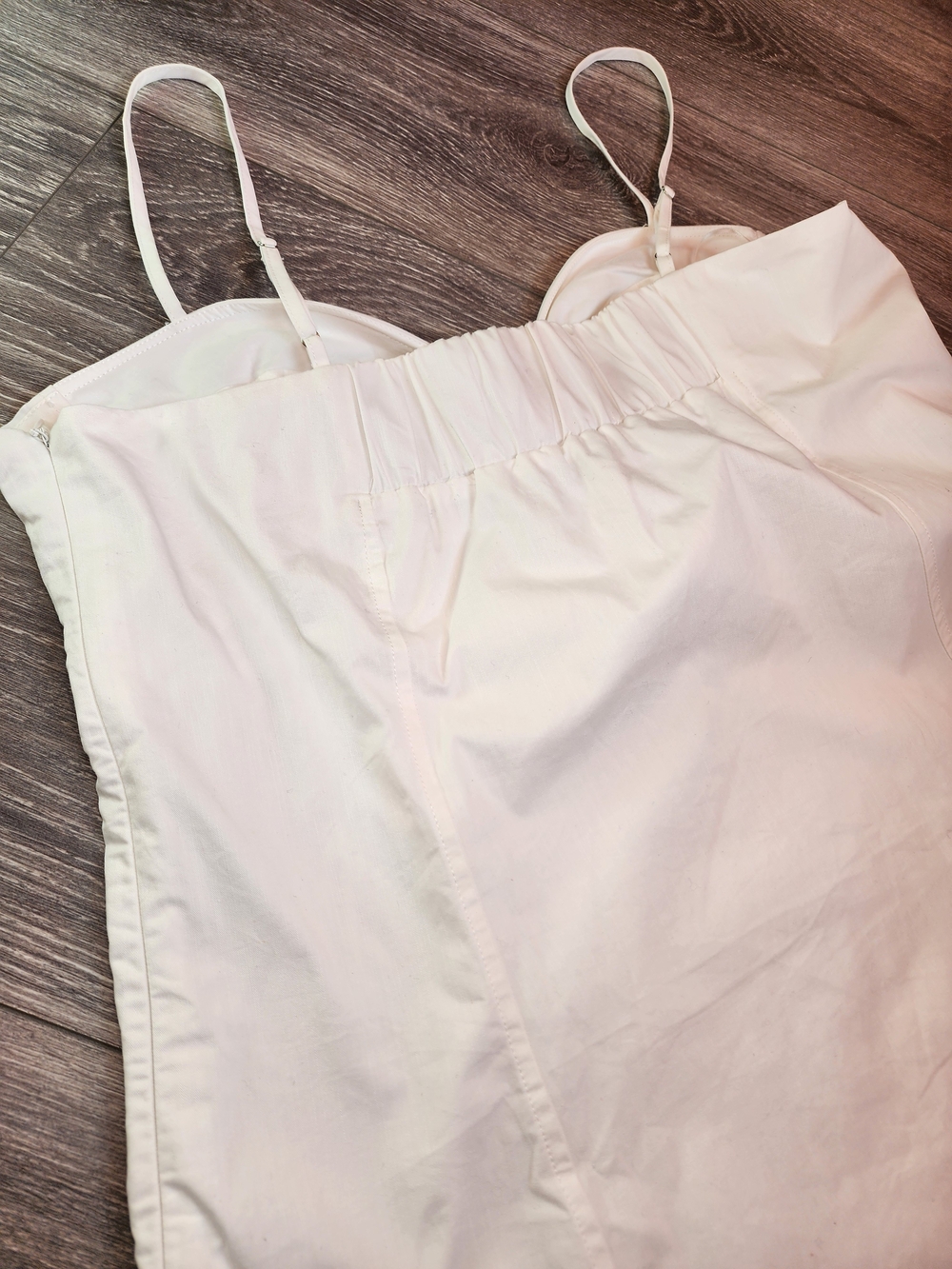 White Cotton Babydoll Dress with Sweetheart Neckline Women's Large Coquette - Picture 3 of 11